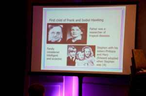 A slide from a Stephen Hawking presentation