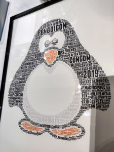 penguin made of text